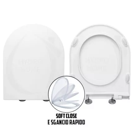 Copriwater Slim Marion Althea termoindurente bianco Soft Close Sgancio Rapido