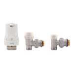Kit valvole termostatiche ad angolo per radiatori da 3/8 TIEMME