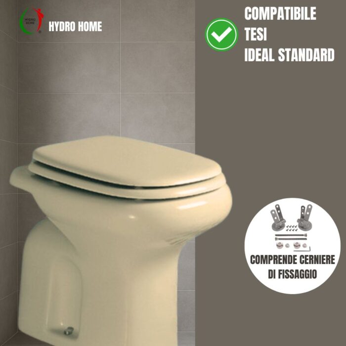 Copriwater Tesi Ideal Standard legno rivestito in resina poliestere Champagne - immagine 3
