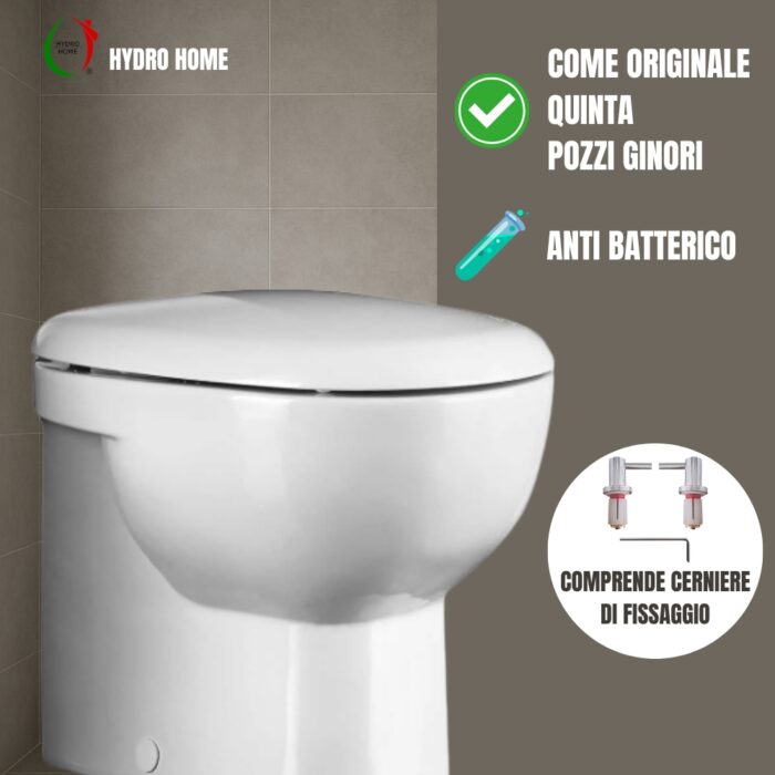 Copriwater Quinta Pozzi Ginori termoindurente bianco come originale - immagine 4