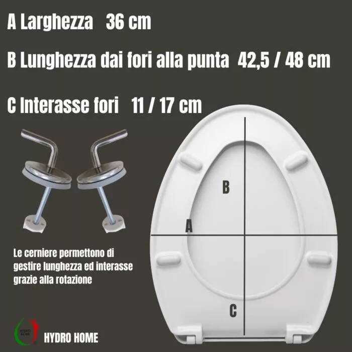 Copriwater a Punta HH034 fissaggio dal basso compatibile con vari modelli termoindurente bianco - immagine 2