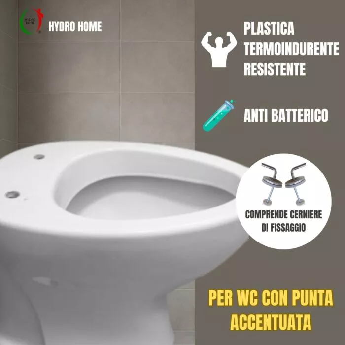Copriwater a Punta HH034 fissaggio dal basso compatibile con vari modelli termoindurente bianco - immagine 4