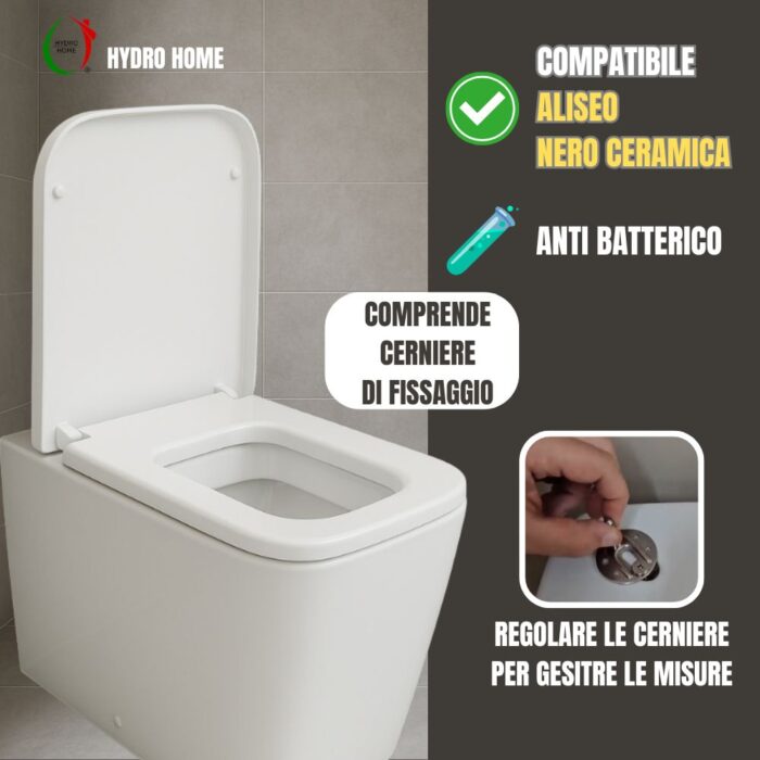 Copriwater Aliseo Nero Ceramica termoindurente bianco - immagine 4