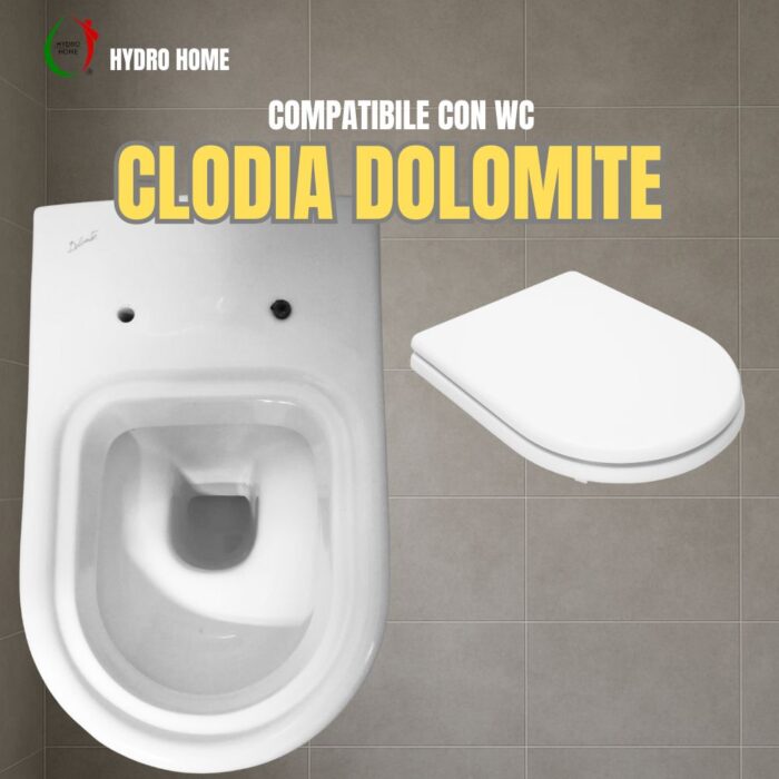 Copriwater compatibile Clodia Dolomite legno rivestito resina poliestere bianco - immagine 4