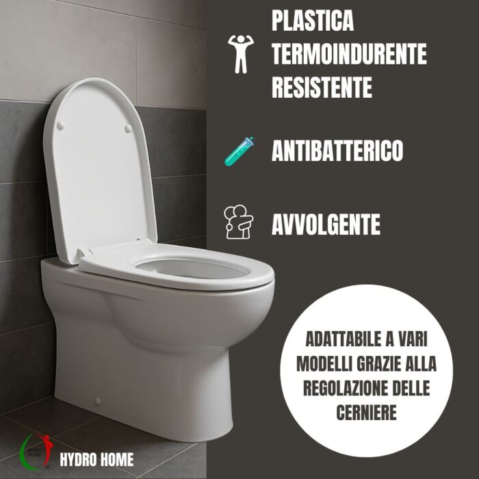 Kit Copriwater HH375 fissaggio dall'alto compatibile con vari modelli termoindurente bianco + Cestino Portaoggetti Bianco - immagine 4
