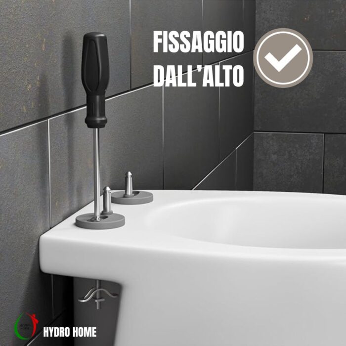 Kit Copriwater HH375 fissaggio dall'alto compatibile con vari modelli termoindurente bianco + Cestino Portaoggetti Bianco - immagine 6