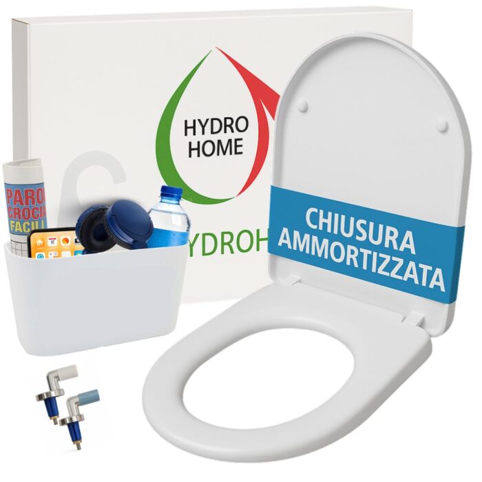 Kit Copriwater HH375 fissaggio dall'alto compatibile con vari modelli termoindurente bianco + Cestino Portaoggetti Bianco - immagine 2