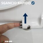 Kit Copriwater Forma a D Slim Soft Close e Sgancio Rapido termoindurente bianco + Cestino Portaoggetti Bianco - immagine 5