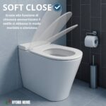 Kit Copriwater Forma a D Slim Soft Close e Sgancio Rapido termoindurente bianco + Cestino Portaoggetti Bianco - immagine 4