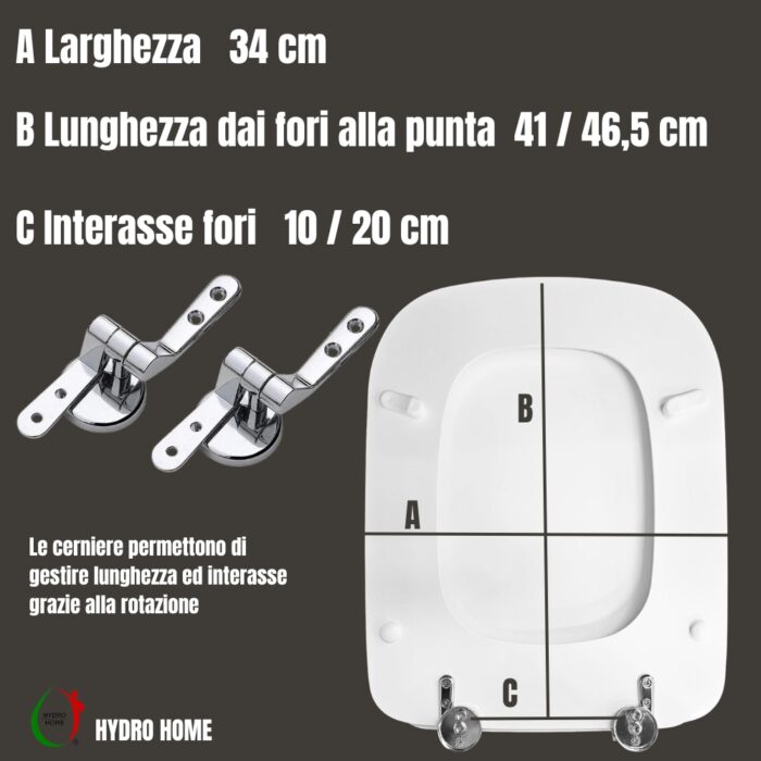 Copriwater rettangolare Conca con cerniere universali dritte legno verniciato Bianco economico - immagine 2
