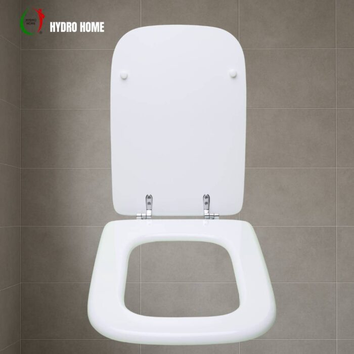 Copriwater rettangolare Conca con cerniere universali dritte legno verniciato Bianco economico - immagine 4
