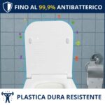 Copriwater Rettangolare SLIM Soft Close e Sgancio Rapido fissaggio dall'alto compatibile con vari modelli termoindurente bianco - immagine 3