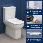 Copriwater Rettangolare SLIM Soft Close e Sgancio Rapido fissaggio dall'alto compatibile con vari modelli termoindurente bianco - immagine 4
