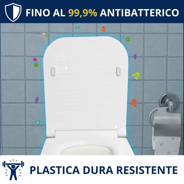 Copriwater Quadra Esedra SLIM Soft Close e Sgancio Rapido fissaggio dall'alto termoindurente bianco - immagine 3