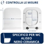Copriwater Aliseo Nero Ceramica SLIM Soft Close e Sgancio Rapido fissaggio dall'alto termoindurente bianco - immagine 2