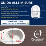 Guida visiva alle misure da prendere sul WC per confrontare e scegliere il copriwater Easy Pozzi Ginori corretto