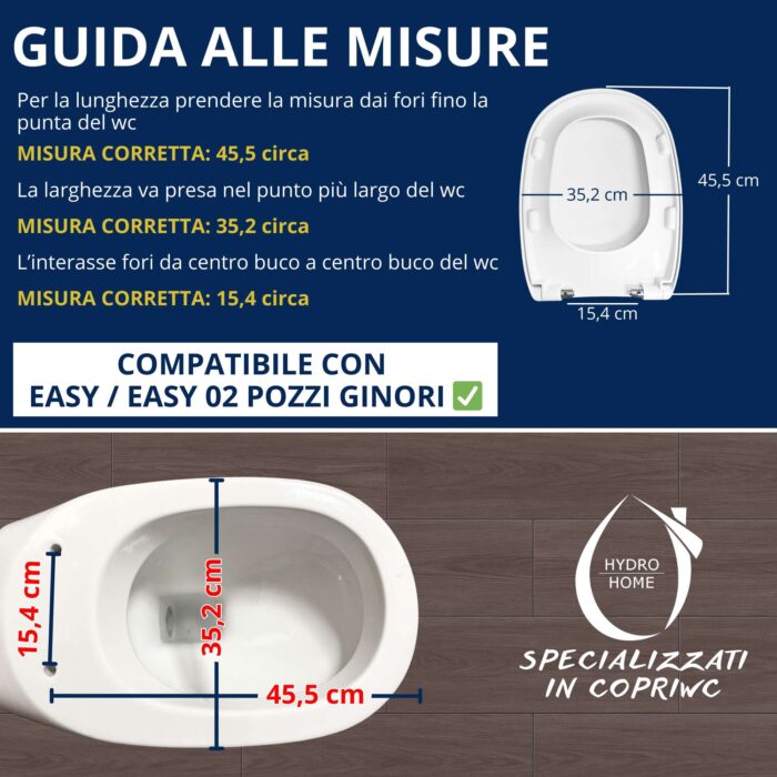 Copriwater Easy Pozzi Ginori Soft Close e Sgancio Rapido termoindurente bianco come originale - immagine 4