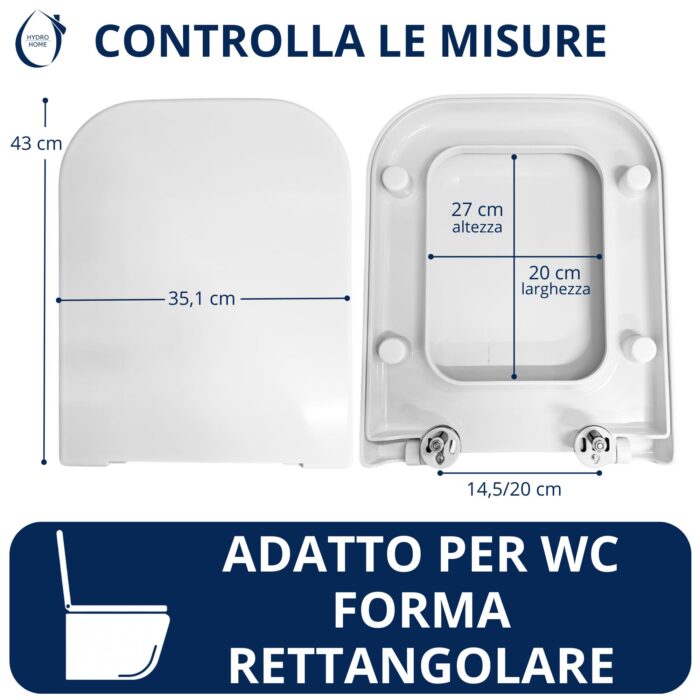 Copriwater Rettangolare HH313 fissaggio dall'alto compatibile con vari modelli termoindurente bianco - immagine 2