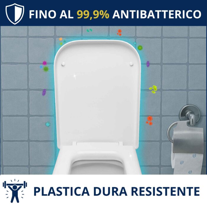 Copriwater Rettangolare HH313 fissaggio dall'alto compatibile con vari modelli termoindurente bianco - immagine 3