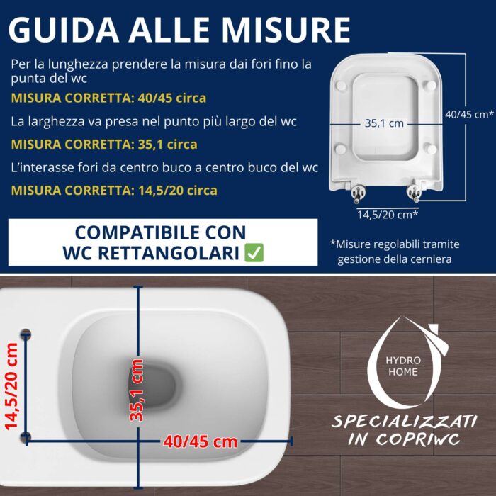Copriwater Rettangolare HH313 fissaggio dall'alto compatibile con vari modelli termoindurente bianco - immagine 5