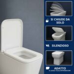 Copriwater Rettangolare HH313 fissaggio dall'alto Soft Close compatibile con vari modelli termoindurente bianco - immagine 4