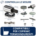 Cerniere regolabili Soft Close fissaggio dall alto per copriwc termoindurente con tassello rettangolare - immagine 2