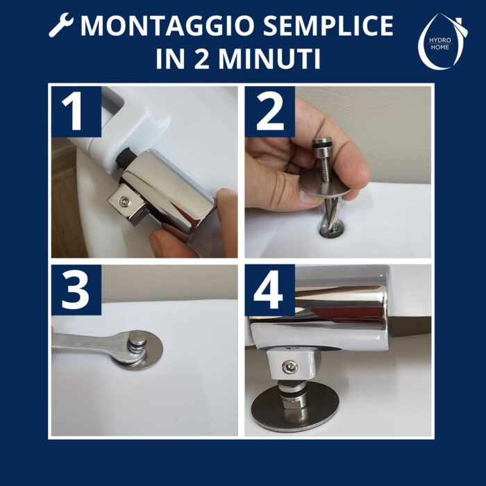 Cerniere fisse Soft Close fissaggio dall alto per copriwc termoindurente con tassello rettangolare - immagine 6
