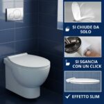 Copriwater City New G.S.I. SLIM Soft Close e Sgancio Rapido fissaggio dall'alto termoindurente bianco - immagine 4