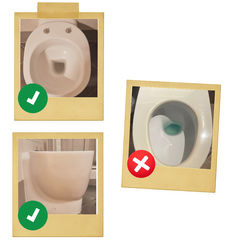 Esempio di due foto corrette del WC, una dall’alto e una laterale, per identificare il copriwater compatibile