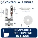 Cerniere regolabili per copriwater in legno fissaggio dall'alto cromate medium - immagine 2