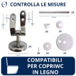 Cerniere regolabili per copriwater in legno fissaggio dal basso cromate mini - immagine 2