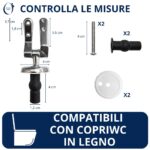 Cerniere regolabili per copriwater in legno fissaggio dall’alto cromate con gommone ad espansione - immagine 2