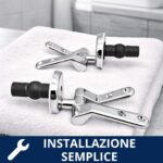 Cerniere regolabili per copriwater in legno fissaggio dall’alto cromate con gommone ad espansione - immagine 3