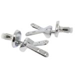 Cerniere regolabili per copriwater in legno fissaggio dall’alto cromate con piastrina ad espansione