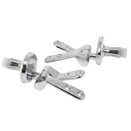 Cerniere regolabili per copriwater in legno fissaggio dall’alto cromate con piastrina ad espansione