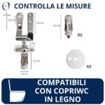 Cerniere regolabili per copriwater in legno fissaggio dall’alto cromate con piastrina ad espansione - immagine 2