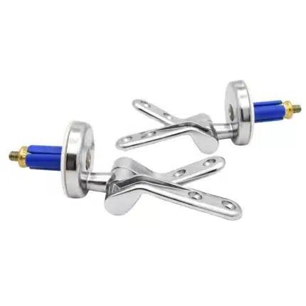 Cerniere regolabili per copriwater in legno fissaggio dall’alto cromate con gomma e dado ad espansione