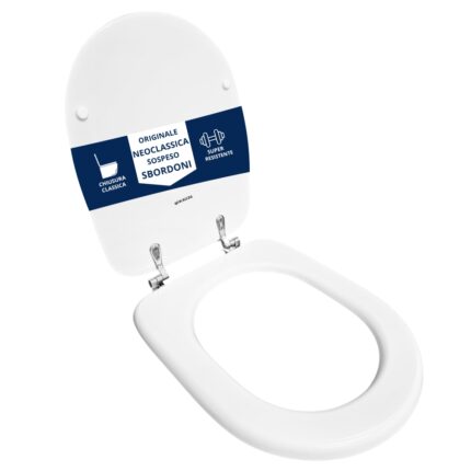 Copriwater Originale Neoclassica Sbordoni sospeso legno rivestito in resina poliestere bianco