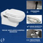 Copriwater Originale Neoclassica Sbordoni sospeso legno rivestito in resina poliestere bianco - immagine 5
