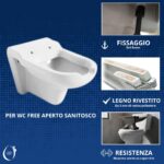 Copriwater Disabili Originale Free Aperto Sanitosco legno rivestito in resina poliestere bianco - immagine 5