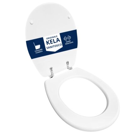 Copriwater Originale Kela Sanitosco legno rivestito in resina poliestere bianco