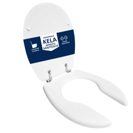 Copriwater Disabili Originale Kela Aperto Sanitosco legno rivestito in resina poliestere bianco