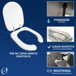 Copriwater Disabili Originale Open Aperto Sanitosco legno rivestito in resina poliestere bianco - immagine 5