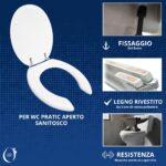 Copriwater Disabili Originale Pratic Aperto Sanitosco legno rivestito in resina poliestere bianco - immagine 5