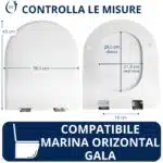 Copriwater Marina Orizontal Gala legno rivestito in resina poliestere bianco - immagine 2