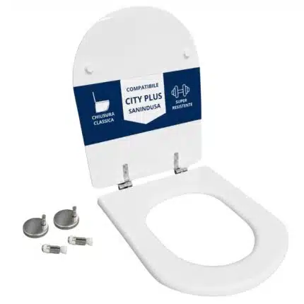 Copriwater City Plus Sanindusa legno rivestito in resina poliestere bianco