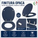 Copriwater Universale Ovale in MDF Blu Opaco - immagine 4